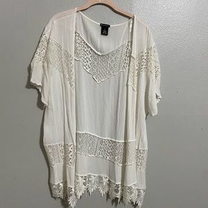 LG White lace kimono or coverup